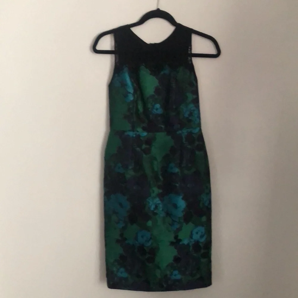 Anthropologie Leifs Dottir Size 2 Green and Blue Floral Lace Dress - Picture 4 of 8